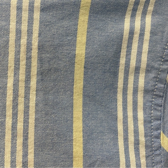 Chaps Men’s Short Sleeve Stripe Shirt Blue Yellow Small Button Front Untucked - Picture 5 of 8